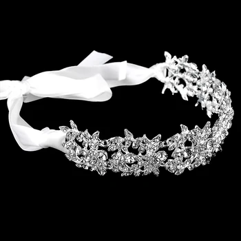 Cor Prata Cristal De Noiva Cabeça De Baile Nupcial Strass Peruca De Casamento Floral Pedaço De Cabeça Para As Mulheres, Acessórios, Jóias
