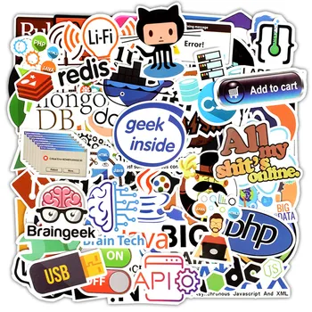 100 PCS Linguagem de Programação Adesivo de Internet Html Logotipo Hacker Geek Desenvolvedor Legal Impermeável Adesivos para DIY do Carro do Portátil de Bagagem