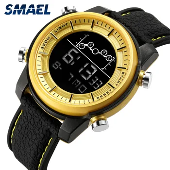 SMAEL Quartzo Homens Relógios amantes Oversize Digital do DIODO emissor de Moda, relógio S impermeável de luxo 1556 aço inoxidável para o sexo masculino relógio