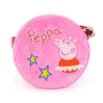 2021 16CM Curto Plush Original de Peppa Pig Rodada Bordado de Pelúcia Sacola de Brinquedo George Porco Kawaii Carteira Crianças, Presente de Ano Novo