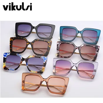 Blue Flower Oversized Square Sunglasses Women Luxury Brand Designer Pearl Arm Cat Eye Sun Glasses for Female Ladies Shades UV400