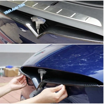 Lapetus Auto Estilo de Cabeça Frontal Capa Grade Grade Protetor Tampa do Painel de Guarnição de Ajuste Para o Tesla Model X 2017 - 2020 ABS com Fibra de Carbono