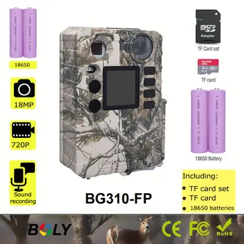 Conjunto completo BolyGuard 18MP 720pHD sem brilho 940nm caça trilha câmara de 0,7 s foto armadilhas de visão noturna com o cartão do TF e baterias