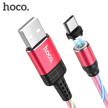 HOCO Magnético Cabo Micro USB De 2,4 UMA Luminoso do DIODO emissor de Fluir para Samsung Xiaomi Huawei Android Carregamento Rápido Fio de Sincronização de Dados