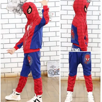 Homem-aranha capuz crianças + calças de menino Bebê meninas roupa conjuntos de roupas infantis fatos de homem aranha cosplay traje crianças casaco com capuz