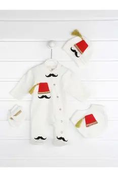 Branco Macacão de Bebê do Terno Menino Otomano Fez Recém-nascidos Roupas de 4 peças conjunto de algodão macio Meninos modelos de roupas para bebês