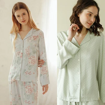 Mulheres impresso de mangas compridas pijama terno conjuntos de pijama cor-de-rosa das mulheres pijama loungewear mulheres em casa roupas de impressão pijama