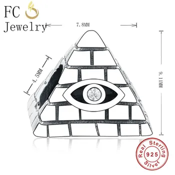 FC Jóias Ajuste de Marca Original Pulseira de Prata 925 Egito Pirâmide do Olho Mau, Esferas de Zircônia de Tomada de Berloque 2019 DIY