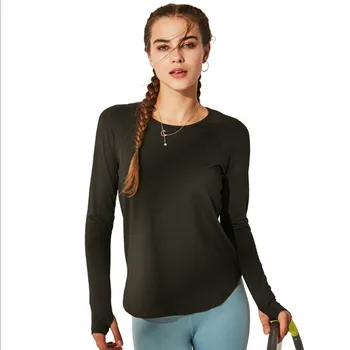 Outono de roupas de Fitness Respirável Sportswear Mulheres T-Shirt Yoga Topo Rápido a Seco Camisa do Ginásio de Esporte, Camisa de manga Longa