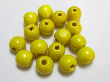 50 Amarelo Rodada de Madeira de Esferas 16mm~de Madeira