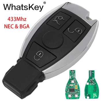 WhatsKey 5Pcs 3 Botões de Carro Smart Remote Chave Para a Mercedes Benz 2000+ NEC&BGA Chip 315/433MHz MB E W211 W203 W204 W212 W221 CLK