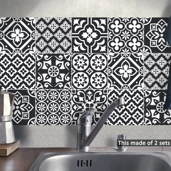 Funlife Auto-Adesivo Marroquino Bloco Adesivo de Parede Retrô,Arte de Parede do Decalque à prova d'água Para Cozinha Backsplash Azulejos DIY Decoração do Banheiro