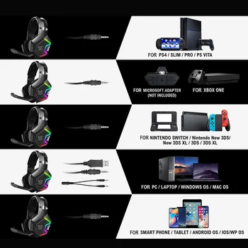 K10 PRO Jogos com Fios de Fones de ouvido RGB Música de Fone de ouvido com Microfone