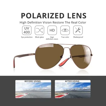 AOFLY MARCA de DESIGN Clássico Óculos de sol Polarizados Homens Mulheres Condução Piloto Armação Óculos de Sol Masculino de Óculos de proteção UV400 Gafas De Sol AF8186
