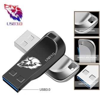 Real capacidade de metal Pen Drive 3.0 Flash do USB do metal Drive 128GB 64GB 32GB de alta velocidade 16GB 4GB 8GB de memória Flash USB3.0 Stick