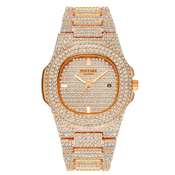 Moda Diamante Gelado Out Homens do Relógio de Quartzo do Hip Hop Mens Relógios as melhores marcas de Luxo do Ouro relógio de Pulso Masculino Relógio Montre Homme relógio
