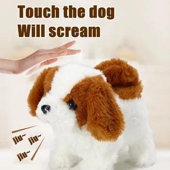 Simulação Elétrica Imulation Cão Brinquedos de Pelúcia para Childrn Cachorro Pode Casca E a Pé Com a Cauda do Cão Boneca de Bebê Presentes de Cachorro Companheiro