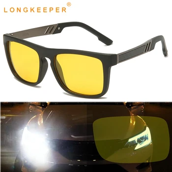 LongKeeper Noite de Óculos de Visão Homens Mulheres Óculos Polarizados Condução do sexo Masculino TR90 Praça Óculos Para Driver gafas de sol