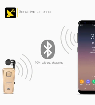 Fineblue F980 Fone de ouvido Bluetooth sem Fio Auscultadores In-Ear Fone com Microfone Estéreo Retráctil de Clip