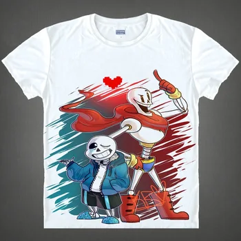 Jogo QUENTE Undertale T-Shirt de Caveira Irmão Sans & Papiro Impresso T-shirts T-Shirt de Manga Curta T O-Pescoço Homens Mulheres Tops de Verão