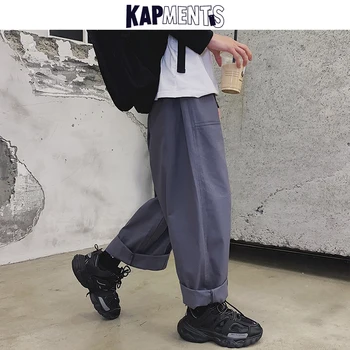 KAPMENTS Mens Japonês Streetwear Preto Calças Cargo 2020 Corredores de Homens Harajuku Hip Hop Calça Homens coreano Moda Calças de Harém