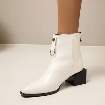 2020 Outono Inverno Cobra Impressão Salto Alto Botas de Volta Zipper Ankle Boots de Moda feminina de Sapatos de Tamanho 34-43 Zapatos de mujer C10307
