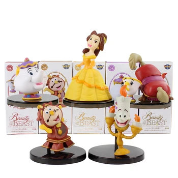 5pcs/Set a bela e a Fera, a Princesa Belle Aladdin Kawaii Bonito Figura de Ação Colecionáveis Modelo de Brinquedo Presente Para Crianças