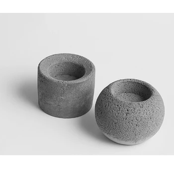 Circular de concreto castiçal molde de silicone de cimento geométrica esférica de suporte de vela do molde criativo DIY manual do molde