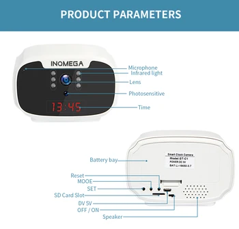 INQMEGA Relógio Câmera Mini 1080P WiFi Câmera Wireless da Segurança Home Câmera IP de Vigilância por CCTV IR de Visão Noturna detecção de Movimento