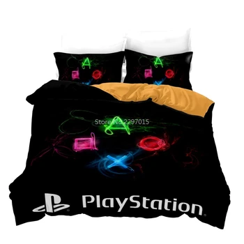 Moda PlayStation Gamepad 3d Conjunto de roupa de Cama Máquina de Jogo do Jogador de Capa de Edredão Conjunto com Fronha de Têxteis Lar Quarto King Size
