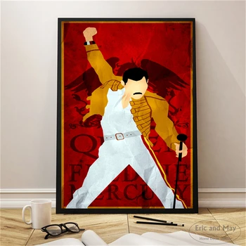 Vinitage Freddie Mercury Minimalista De Lona Impressão Artística De Pintura De Parede Moderna Imagem De Decoração De Casa De Quarto Decorativo Posters Sem Moldura