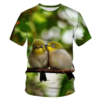 Verão Bonito Pássaro 3D Animal Print Homens papagaio de T-shirts de Manga Curta Moda Papagaio T-shirt Harajuku Funny t-shirt superior tee