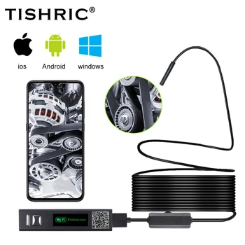 TISHRIC wi-FI Endoscópio para Android, Iphone Flexível Câmara Fio IP68 1080P Inspeção de Luzes de LED 8mm