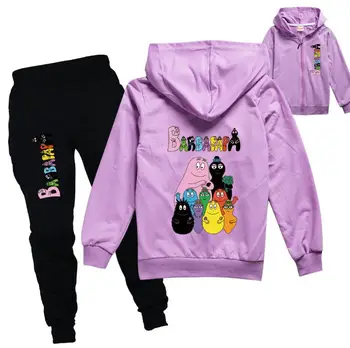 2020 para Crianças novo estilo Barbapapa Divertido jaqueta de agasalho + calça de duas peças, de acordo com meninos e meninas Casual camisolas