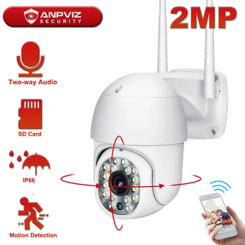 Anpviz de 2MP do IP do WiFi da Câmera Pan/Tilt de Detecção de Movimento sem Fio da Câmera de Segurança de Áudio bidirecional Microfone Embutido e alto-Falante Onvif 4mm