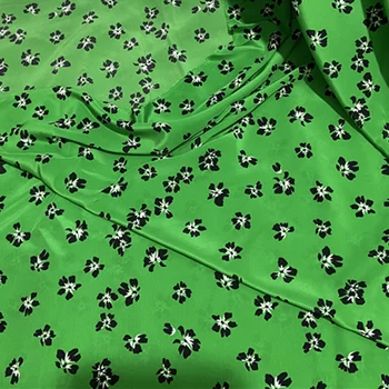 De pura seda, crepe de chine tecido de seda 140 cm 16momme floral sobre fundo verde,SCDC1218