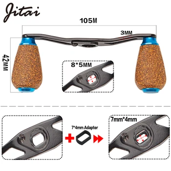 JITAI Aluminum Alloy Fishing Reel Handle for Abu/DAIWA Fishing Reel Wooden Knobs Hole Size 8*5/7*4mm Rocker Accessories DIY Tool