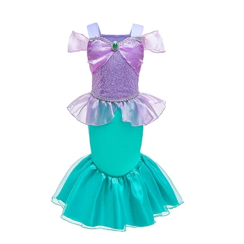 Menina Ariel Fantasia Vestido de Roupa de Crianças de Halloween Traje de Princesa Crianças Pequena Sereia, a Roupa de Aniversário, de Natal, de Carnaval