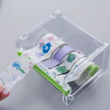 Criativo Fita Adesiva Transparente Dispensador De Papel De Carta Japonês Fita Adesiva Cortador De Washi Tape De Armazenamento Organizador Da Escola De Abastecimento