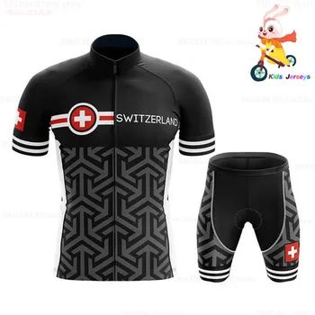 2021 Suíça Verão De Crianças Meninos Vestuário Bike Riding Curto Ciclismo Jersey Crianças De Estrada De Bicicleta Sportwear Vestiti Por Ciclisti