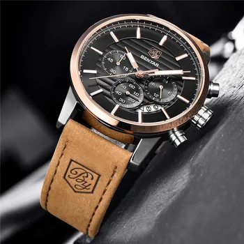 BENYAR 5104 Relógios de Homens de alto Luxo da Marca Cronógrafo Esporte Homem Watch Militar de Couro Relógio de Quartzo relógio de Pulso Relógio Masculino