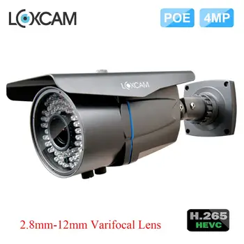 LOXCAM H. 265 4MP 48V POE Camera IP IP66 No Exterior Impermeável 4MP Onvif P2P 2.8-12mm Varifocal de Zoom CCTV Câmera de Vigilância