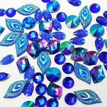 Azul 170pcs Misturar Roupas Decorativos diy Cristais Botão de Strass pedras preciosas Pedras Frisado Para Costura Nupcial do Casamento de Artesanato de Carnaval