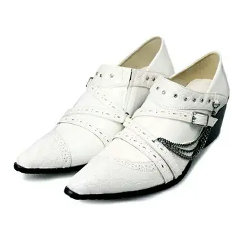 Homens Formal De Couro Genuíno Cristal Oxford Apontou Toe Fivela Cadeia De Sapatos Sapatos Para O Casamento De Vestido De Festa De Sapatos De Zapatos De Hombre