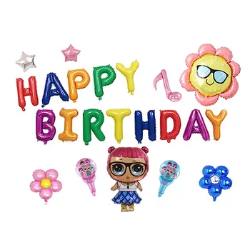 LOL Surpresa Boneca Feliz Aniversário Balão de Festa de Aniversário de Balão Conjunto de Balão de Festa de Aniversário, Decoração de Alumínio Balão para criança