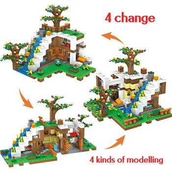 Brinquedos educativos 941Pcs Casa da Árvore Compatível com A Cachoeira da Base de dados de Blocos de Construção, Figuras de Tijolos Criança
