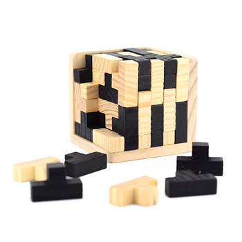 1set 3D em Madeira de Quebra-cabeça Cubo Mágico Crianças de Intertravamento Jogo do Cubo Montessori brinca Aprendizagem Precoce de Brinquedos Educativos