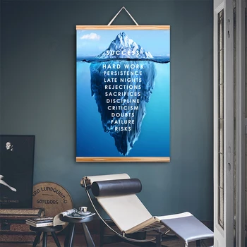 Iceberg Do Sucesso De Lona Cartaz De Madeira Pintura De Rolagem Paisagem Motivacional Citação Nórdicos Cartaz De Imagem Para A Sala De Quadro