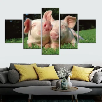 Cartaz de Impressão de Tela de Pintura Animal porco Foto de Decoração de Casa Moderna Arte de Parede Quadro
