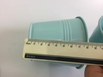 20pcs/monte D9XH8CM Suculenta Plantador de Metal Copo de Mini Viveiro de Panela chá de Bebê Favor Titular Luz Azul